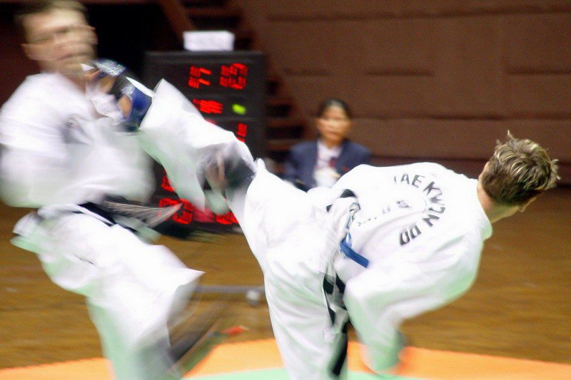 Sparring against Gerd Hummel from SA (International Martial Arts Games 2004, DPRK)