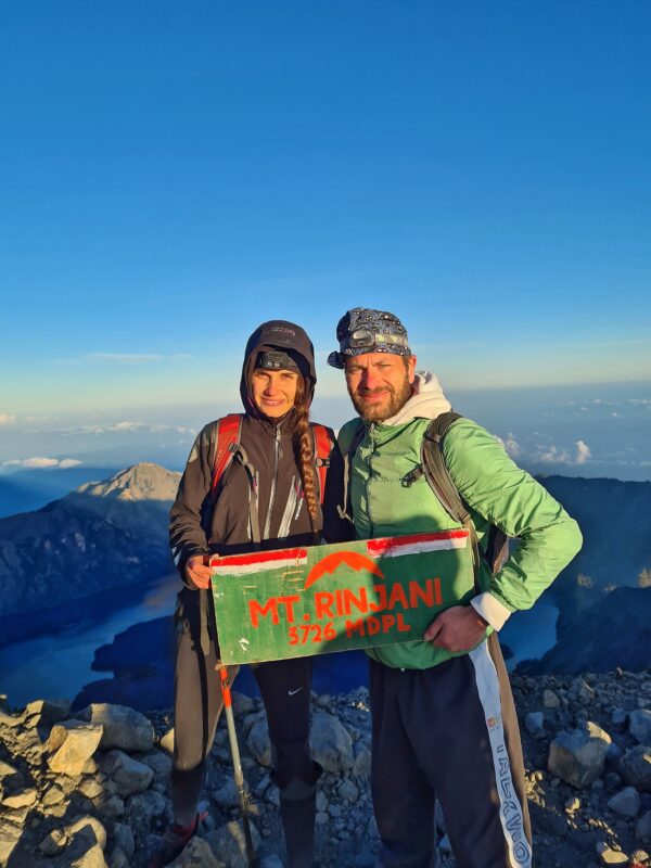 Michal Košátko and Gabriela Múčková on Mt. Rinjani (3726 m), Lombok, Indonesia