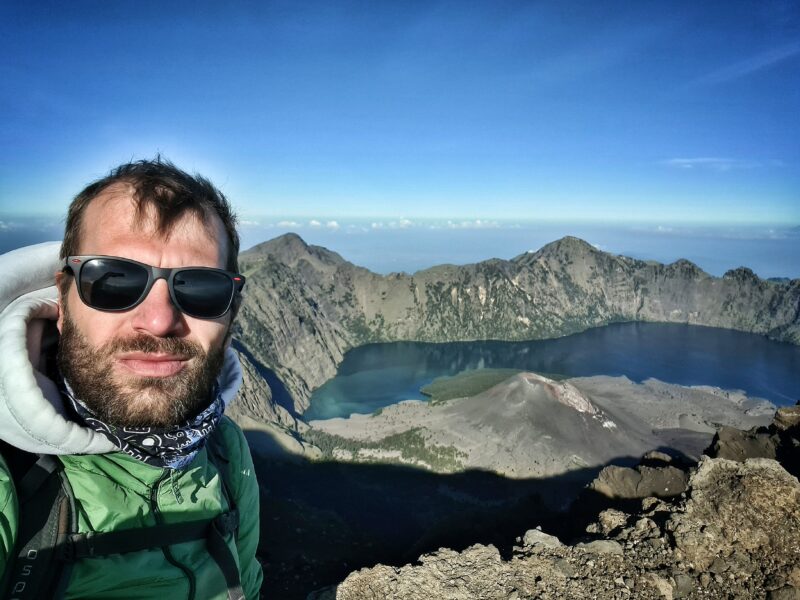 Michal Košátko on Mt. Rinjani (3726 m), Lombok, Indonesia