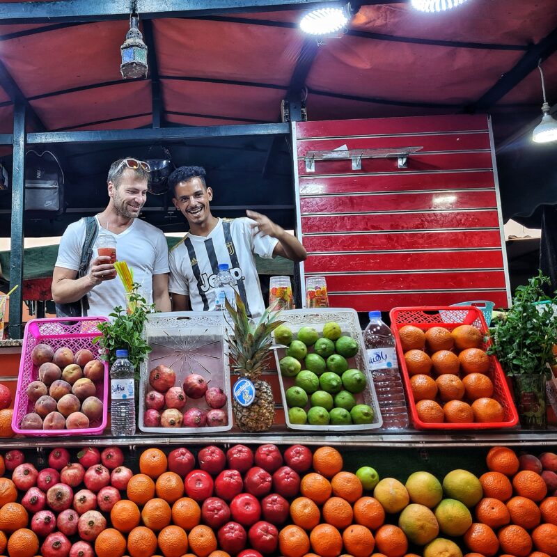 Michal Košátko becoming juice seller, Marrakech, Morocco