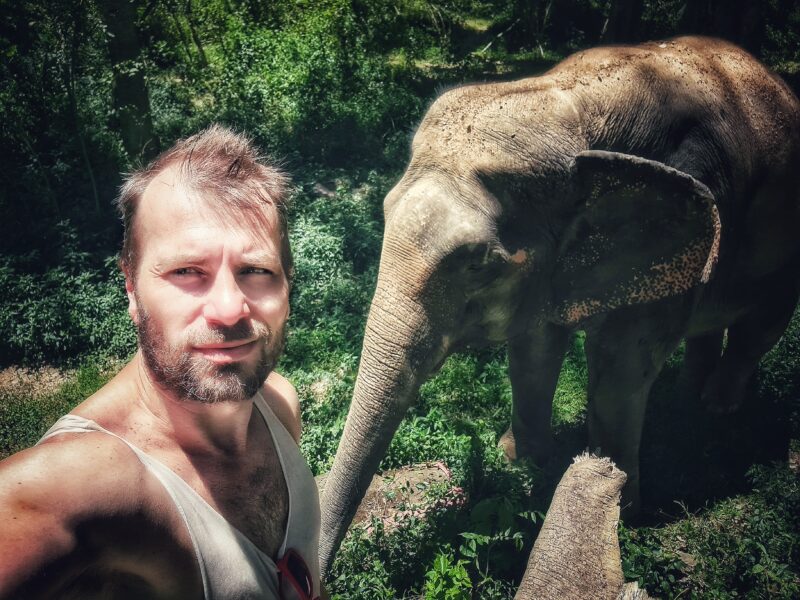 Visiting elephants in Kanchanaburi, Thailand